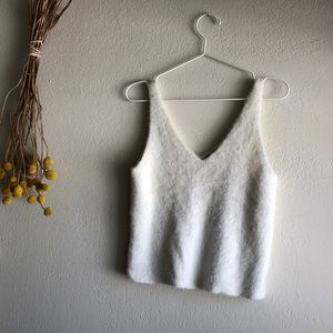 Bershka Fuzzy Cream Tank Top